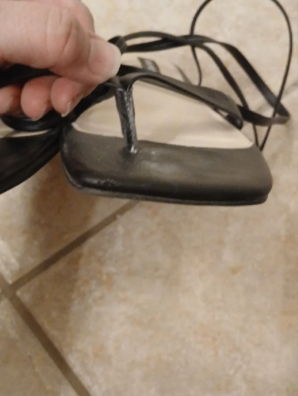 Nine West Black Strappy Toe-Loop Wrap Sandals